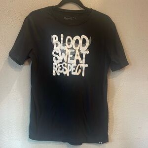 Under Armour youth size XL black graphic tee Blood Sweat Respect